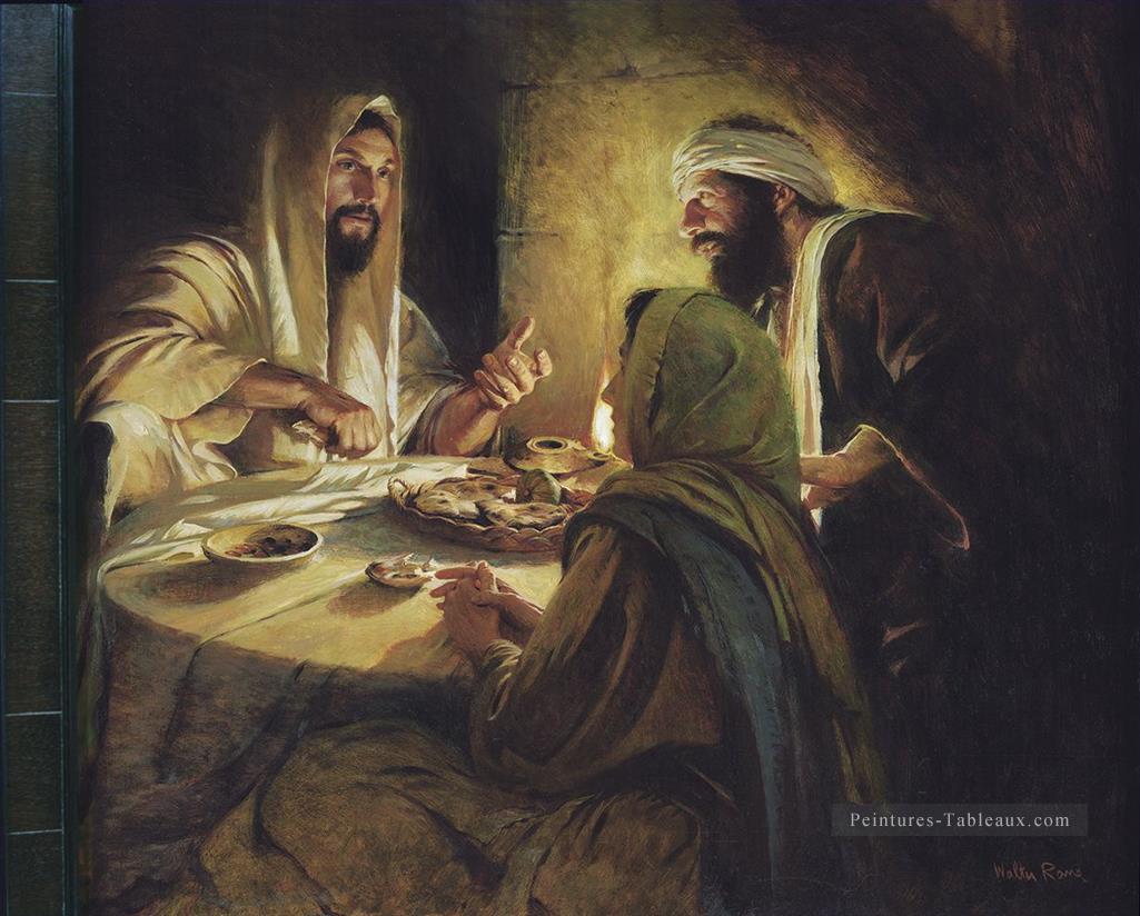 Christ à Emmaus Catholique Christian Jésus Peintures à l'huile